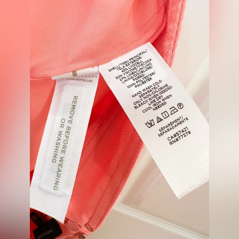 NWT Ann Taylor Button Front Pocket Linen Blend Skirt Coral sz 4